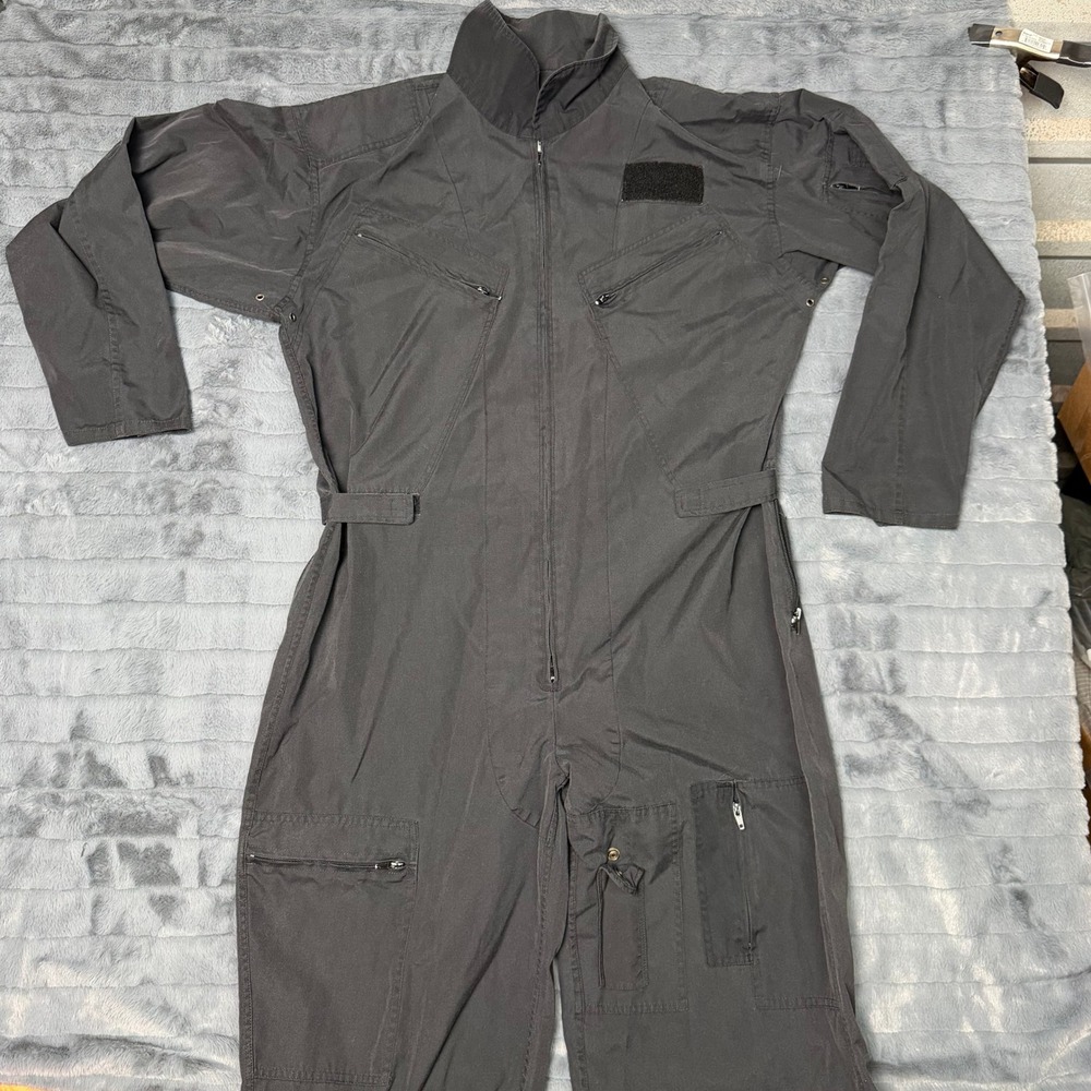 Mens Black Flight Suit Intermediate Military Style Coverall Jumpsuit Size L